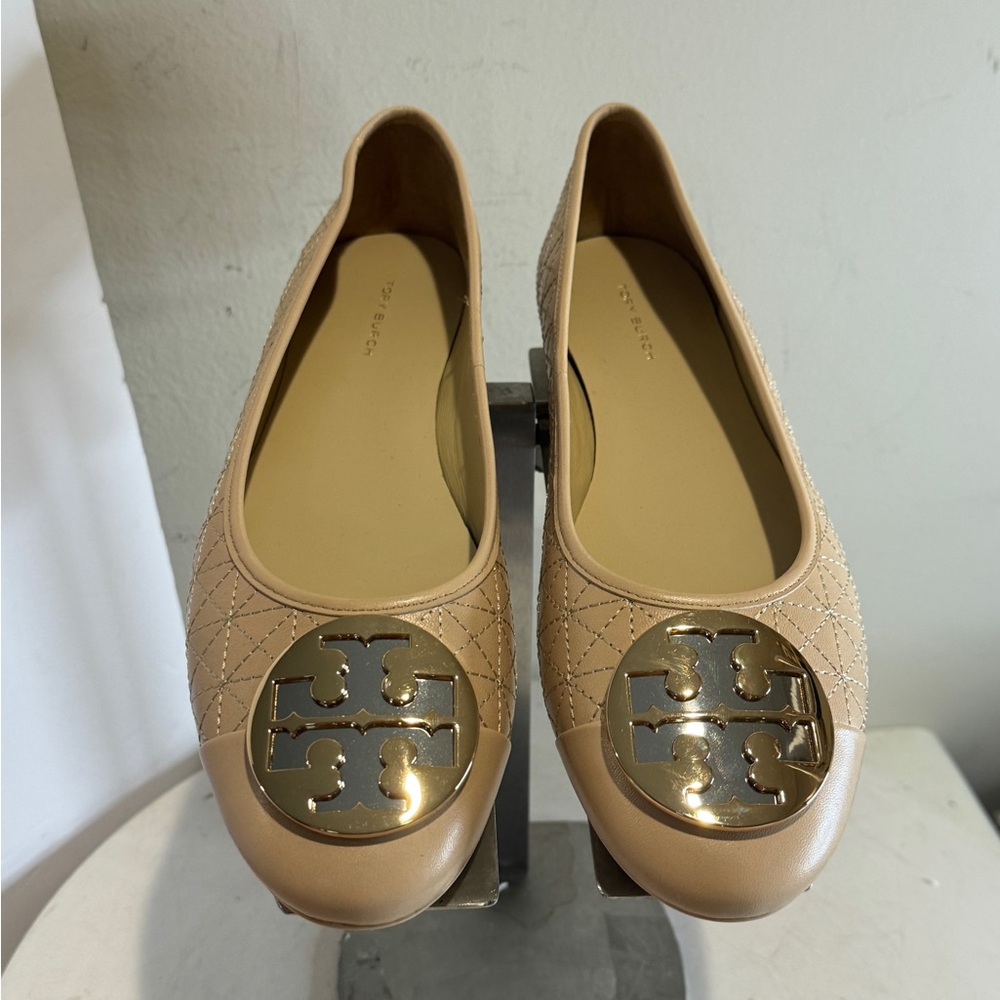 Tory Burch Claire Quilted Ballet Flats in New Porcelain size 9 brand new - Picture 6 of 9